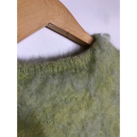 Topshop Knitted Fluffy Jumper Sweater Long Sleeve Crewneck Top Wool Green NWT 12 - Picture 6 of 9